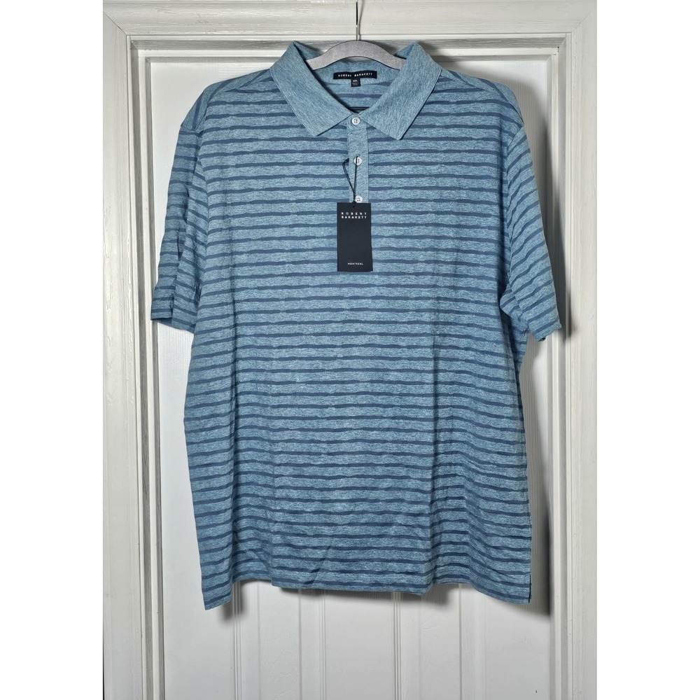Robert Barakett Guild Short Sleeve Polo Size XXL Teal Striped
